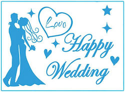 Sticker Decal Alista Home Wedding Theme Happy Wedding Text Design 21x29 Cm Blue
