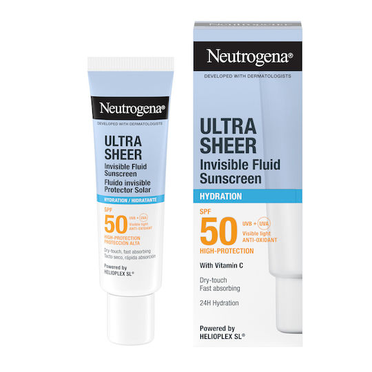 Neutrogena® Ultra Sheer Invisible Cream Hydration Αντηλιακή Κρέμα Προσώπου Με Δείκτη Προστασίας SPF50 για 24ωρη Ενυδάτωση 50ml