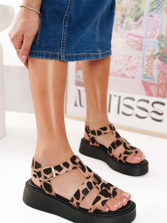 Cow Print Flatforms With Toka Texture