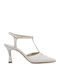 Leather Heels With High Ecru Heel