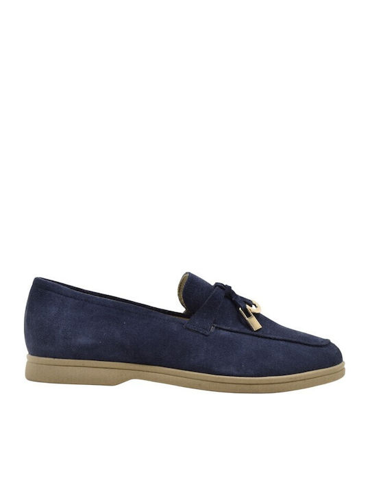 Leather Women's Moccasins in Blue Colour