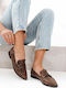 Καφέ Snake Print Μοκασίνια Διακοσμητική Στάφα