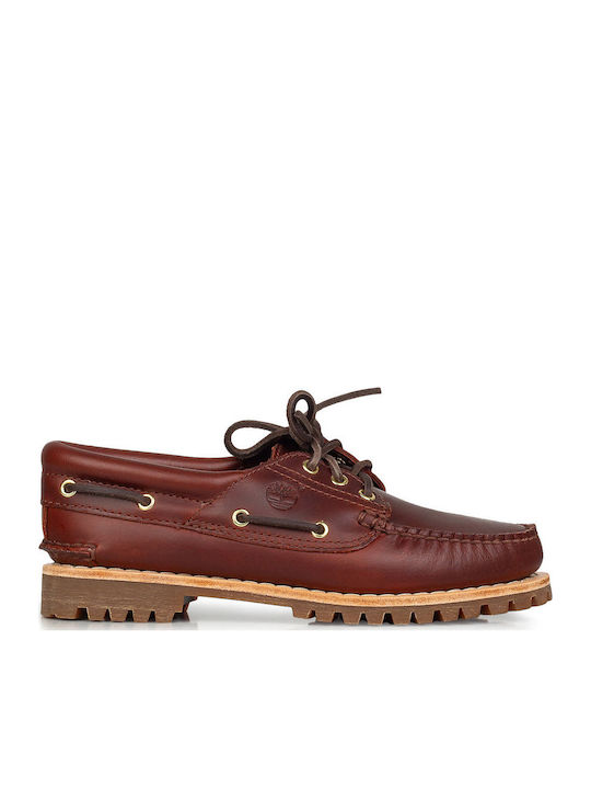 Leather Women's Boat Shoes in Brown Colour
