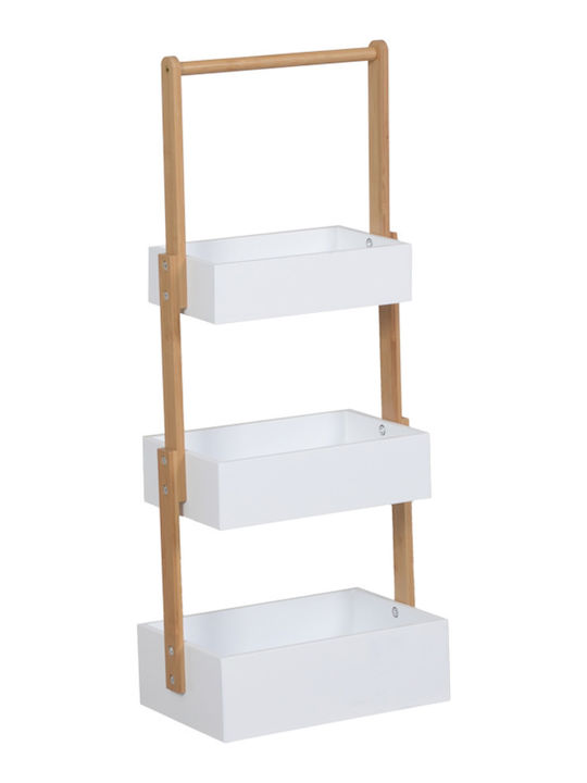 Pakketo Arvy Floor Bathroom Shelf Wooden 32x20x75.5cm White