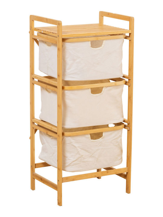 Pakketo Hanev Floor Bathroom Shelf Wooden 44x33x96cm Beige