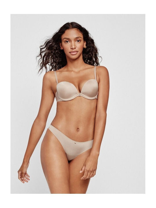 Nude Strapless Σουτιέν με Ελαφριά Ενίσχυση & Μπανέλες