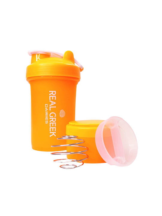 Real Greek Dairies Shaker Πρωτεΐνης 500ml Πλαστικό Πορτοκαλί