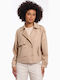 Short Suede Women's Jacket for Spring/Autumn Oat