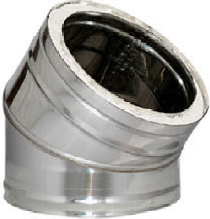 Curved Corner Chimney Pipe 45 Degree Double Wall Stainless Steel Φ300-Φ350 Aisi 304 Ba Inoxshell