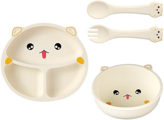 Alista Home Set de Masă din Silicon Bej 4 Piese pentru 12+ Luni