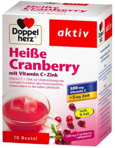 Doppelherz Aktiv Immuntive Cranberry W/ Vitamin C + Zinc Πολυβιταμίνη για Ενίσχυση του Ανοσοποιητικού, τo Δέρμα & Αντιοξειδωτική δράση Cranberry 10 φακελίσκοι
