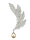 Songea Silber Brosche Natürliche Cremige Perle Zirkonia Blatt 925