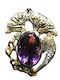 Artistic Fish Pendant Silver Amethyst Sapphires Diopsides