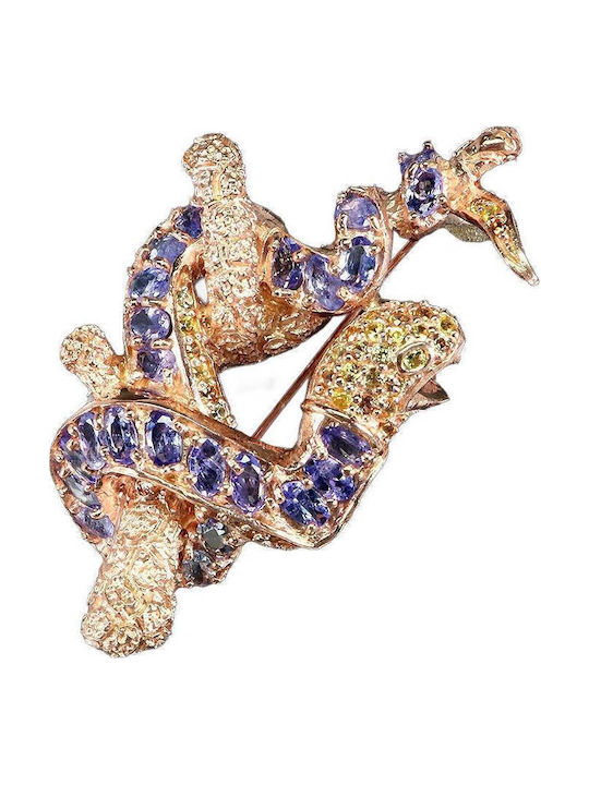 Songea 925 Silver Snake Brooch Pendant Natural Tanzanites Sapphires
