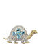 Silver Turtle Brooch Sapphires Swiss Blue Topaz 925