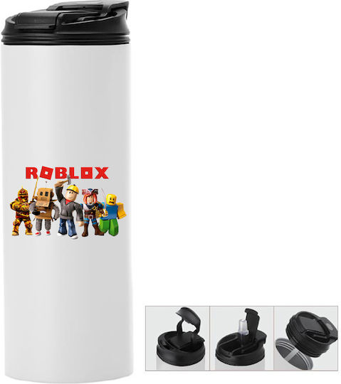 Photoretous Thermosflasche Doppelter Deckel Roblox 600ml Weiß