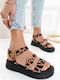 Cow Print Flatforms Golden Buckles Suede Material