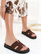 Braune Anatomische Flatform Damen Pantoffeln Puzzle Koppungen