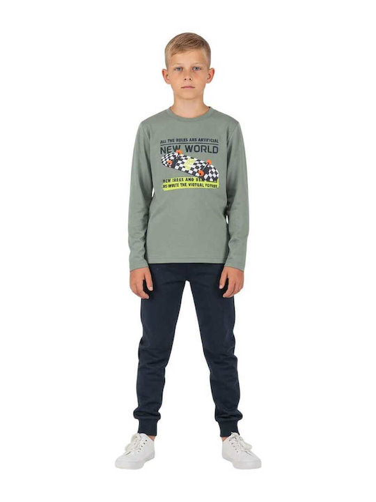 Joyce Kids Sweatpants Set Olive-Dark Blue
