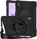Estuff Austin Defender Case Samsung Galaxy Tab S9 Fe+ S9+ S8+ S7 Fe/s7+ Hand Strap Shoulder Strap Black