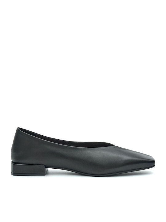 Leder Pumps mit Niedrigem Absatz Schwarz