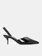 Spitze Zehe Pumps mit Mittlerem Absatz Schwarz