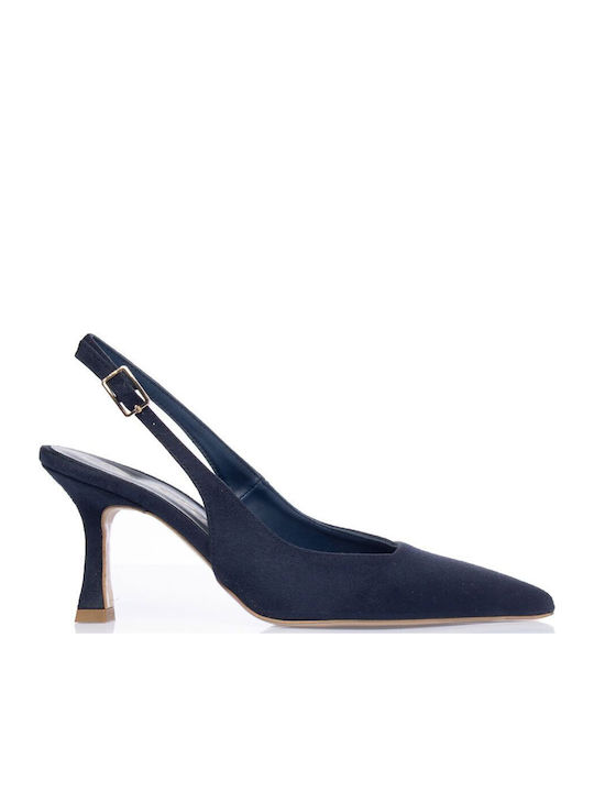 Sante Leather Heels with Medium Heel Blue