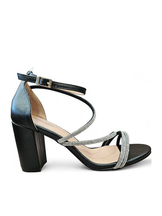 Plato Damen Sandalen mit Strass Schwarz