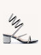 Schwarze Damen Sandalen mit Strass und Riemen mit niedrigem Absatz