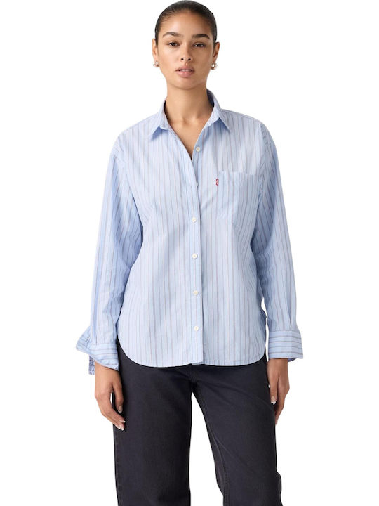 Long Sleeve Women's Shirt Blue Striped