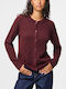 Women's Knitted Burgundy Cardigan