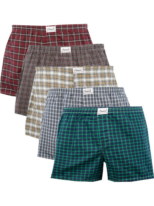Onurel Men's Boxers Multicolour Checked 5 Pack