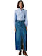 Denim Hohe Taille Maxi Damenrock Blau