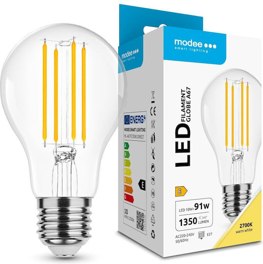 Modee Lighting Λάμπα LED 10W 112mm για Ντουί E27 και Σχήμα A67 Θερμό Λευκό 1350lm