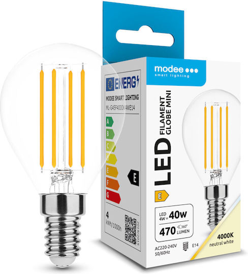 Modee Lighting LED Bulb 4W 76mm For E14 Socket And G45 Shape Natural White