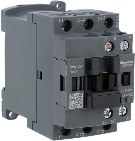 Power Contactor Easy Tesys Control Ac-3 18a 3p 1nc 24v Dc Coil Lc1e1801bd
