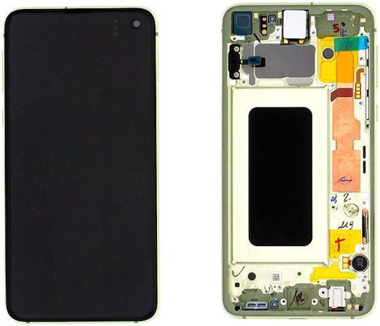 Екран Samsung със Сензорен Механизъм и Подрамка за Samsung G970f Galaxy S10e Жълт