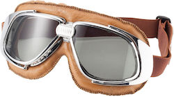 Bandit Riding Goggles Motorcycle Rider Mask Brown Leather Light Smoke Lenses Classic Goggles Bandit Riding Goggles Motorcycle Rider Mask Brown Leather Light Smoke Lenses Classic Goggles