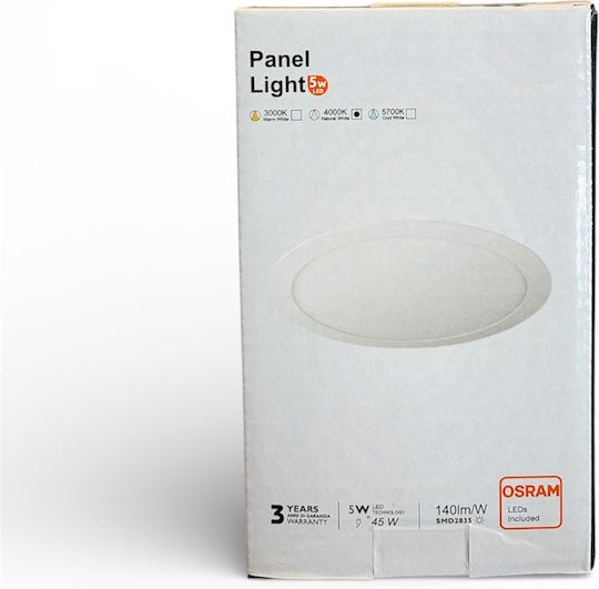 Osram Vertieftes LED-Panels 5W mit Natürliches Weiß Licht 4000K