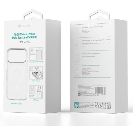 Devia Wireless Charger GaN With USB-C Port 30W Power Delivery White (Star Pack)