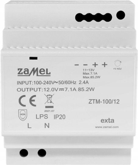 Rail Mounted Switching Power Supply Th-35 Din 100w 24v Dc Type Ztm-100/24 Ext10000286