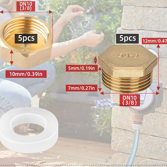 Brass 1/2" Caps Water Pipes Faucets Thread Nut Gold 10 Pcs