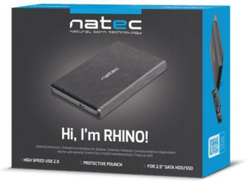 Natec Rhino-go USB 3 Hard Drive Case for 2.5" SATA III with USB 3.0 Connection