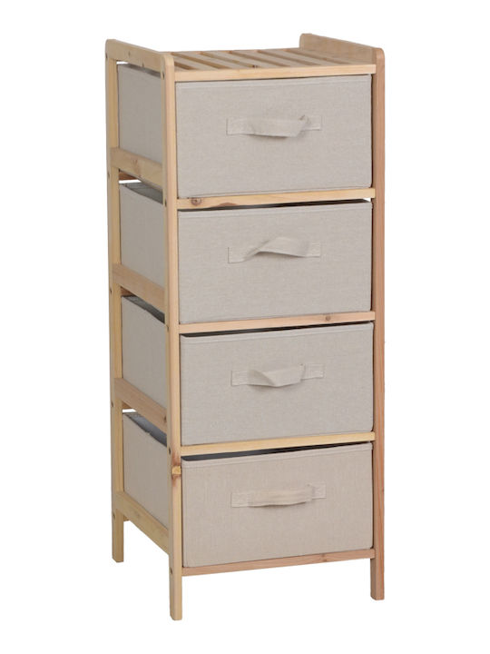 Pakketo Wolen Επιδαπέδια Ραφιέρα Μπάνιου Ξύλινη 34.5x36.5x86cm Μπεζ