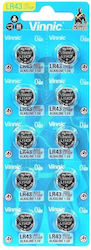 Vinnic Alkaline Watch Batteries LR43 10pcs