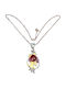 Silver Necklace Zircon Rubies 925 Natural 10