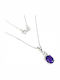 925 Silber Halskette Natürlicher Amethyst Zirkon