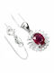 Zarte Silber Halskette Natürlicher Rubin Cubic Zirkon