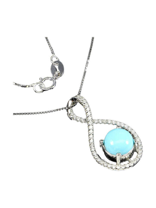 Delicate Silver Turquoise Zircon Necklace Beautiful 925 Delicate Silver Turquoise Zircon Necklace Beautiful 925