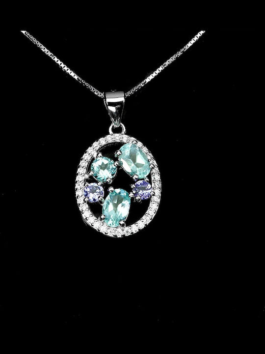 Songea Halskette Fein Natürliche Apatit Neonblau Tanzanite 925
